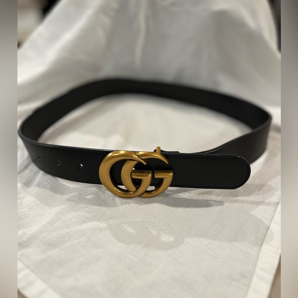GUCCI MEN & WOMEN EMBOSS WITH INITIALS GG MARMONT BLACK BELT $ 530 AUTHENTIC 32 - Picture 5 of 7